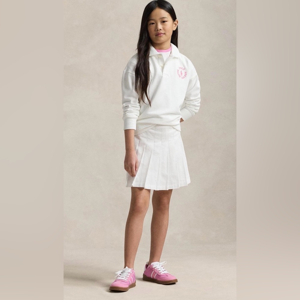 NWT! Ralph Lauren Pleated Cotton White Seersucker Wrap Skort